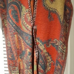 Poncho - Red Dragon design in red, blue-grey beige