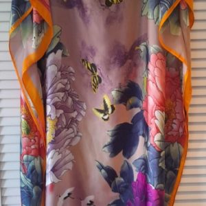 Kaftan - rainbow colours with butterflies and flowers